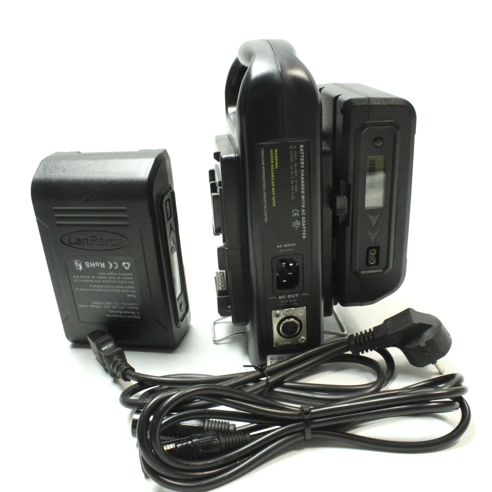 

2pcs Lanparte V Mount Li-ion Battery 150Wh with LCD Power Display+ RL-2KS Dual Supply Charger