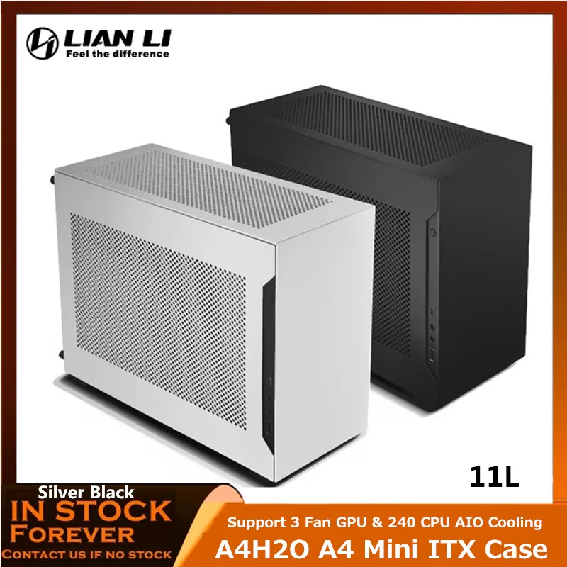 Lian Li A4H2O A4 Mini ITX Computer Case PCIe 4.0 11L Support 3 Fan GPU & 240 CPU AIO Cooling, DAN Cases Collaboration