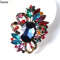 donia jewelry european and american fashion brooch colored creative glass brooch large luxury brooch flower brooch