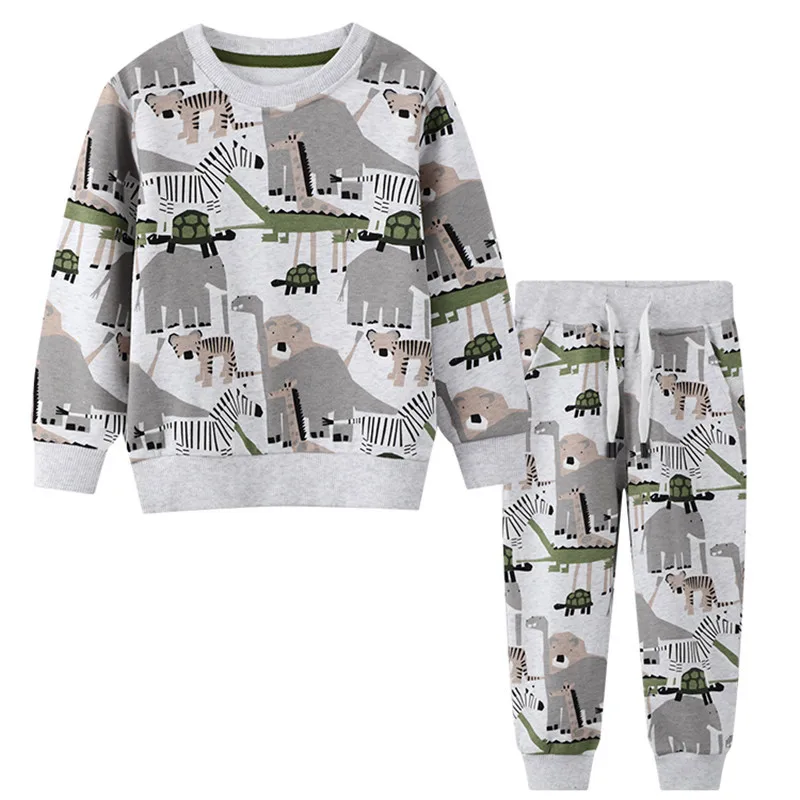 

Jumping Meters Children's Clothing Sets Autumn Spring Sweatshirt + Sweatpant 2 Pcs Suit Hot Selling Toddler Boys Outfit Kid