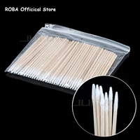 100200 pieces disposable wooden cotton swabs eyelash extensions ear care cleaning cosmetics tip tools tattoo accessories