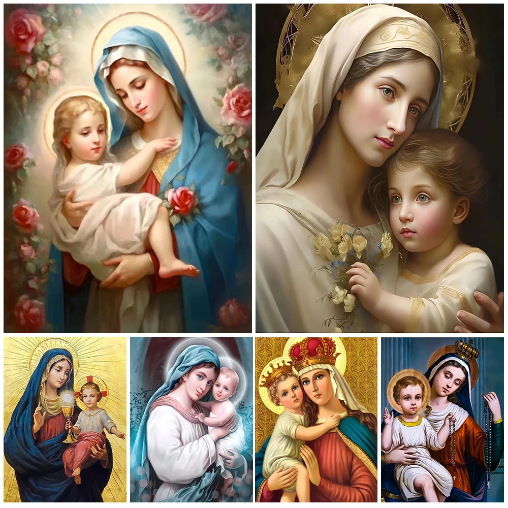 

Virgin Mary and Child Gospel Christianity Religion Wall Pictures For Living Room Poster Wall Art Canvas Painting Unframed