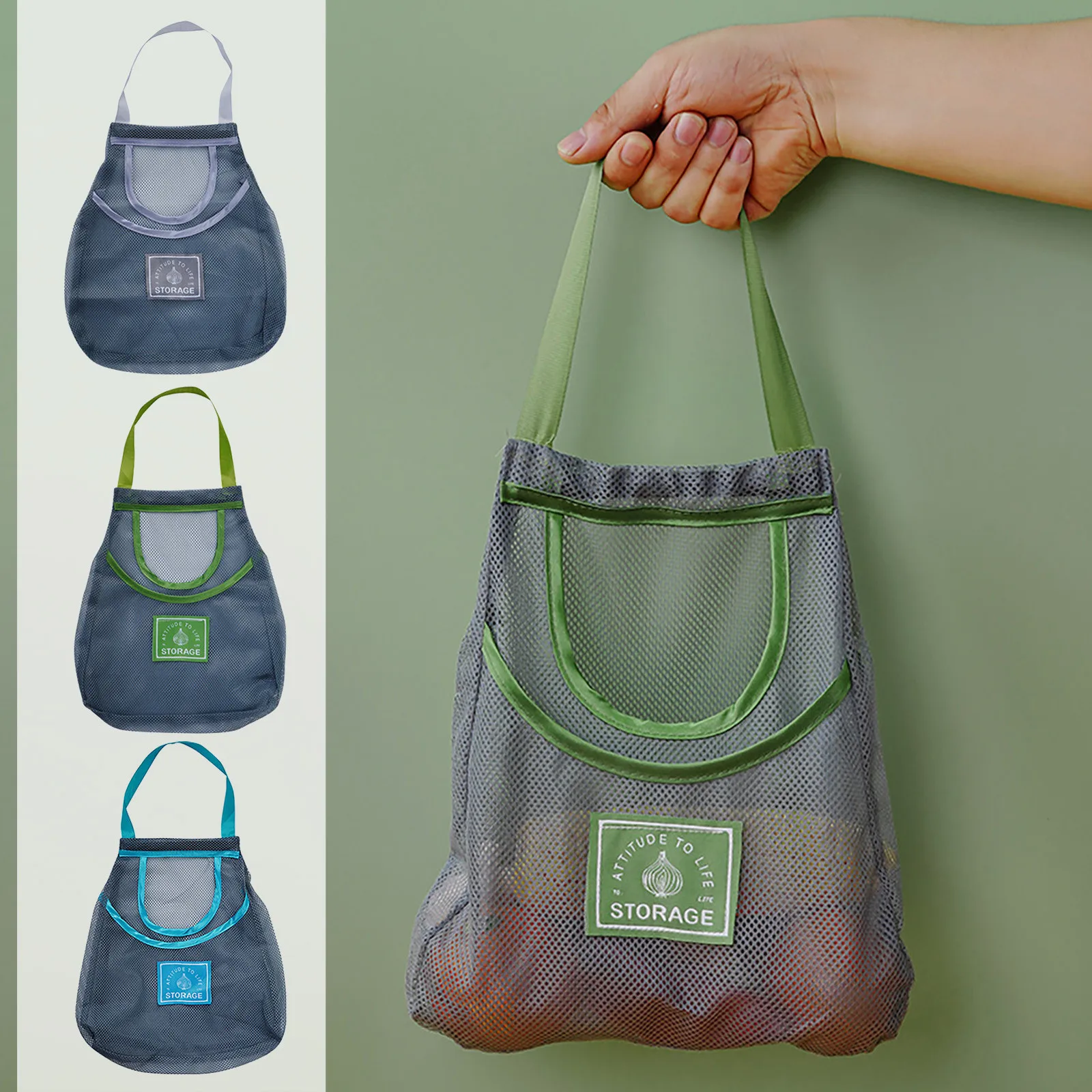 

Household Fruit And Vegetable Mesh Bag Foldable Tote Shopping Bag Reusable Tote Bag Recycling Storage Tote Bag Handy Rice