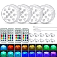 usb rechargeable magnetic rgb submersible led lights ip68 waterproof underwater pool lights for pond vase aquarium decoration