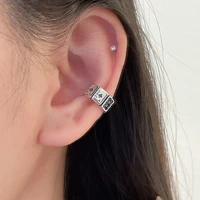 popular fashion inlaid zircon playing cards clip on earrings for women without pierced ear clip retro jewelry accessories gifts