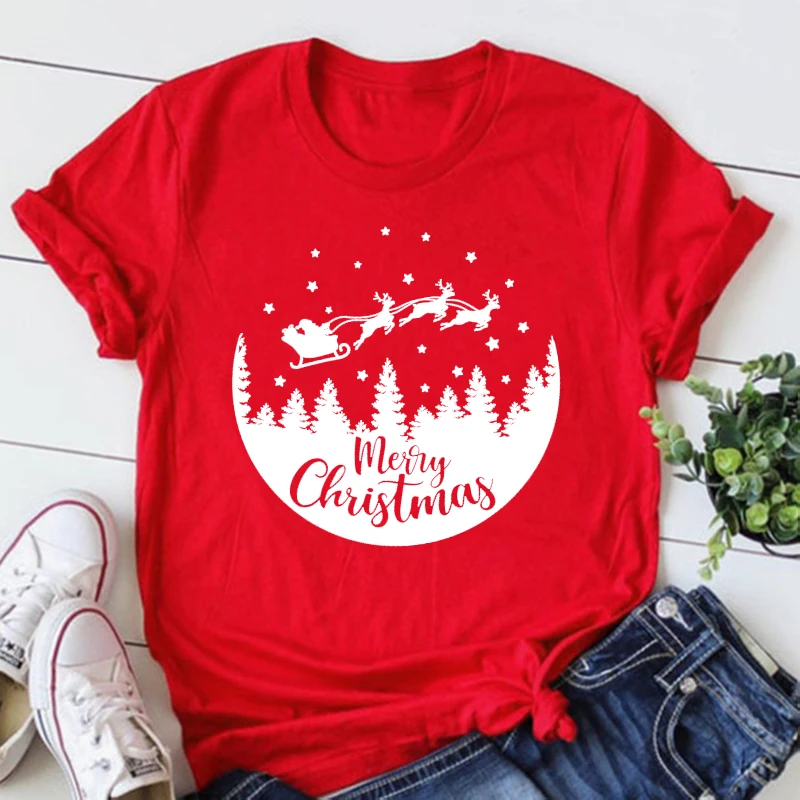 

Pretty Merry Christmas Tshirt Holiday Shirt Christmas Gathering Women Sexy Tops Plus Fashion Christmas Holiday Shirts Vintage