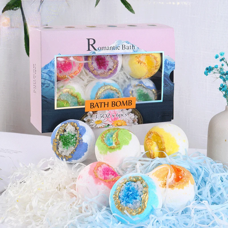 

6pcs Organic Bath Bombs Gift Set Natural Handmade Bathing Foot Spa Bomb Rich Essential Oils For Moisturizing Dry Skin Relaxing