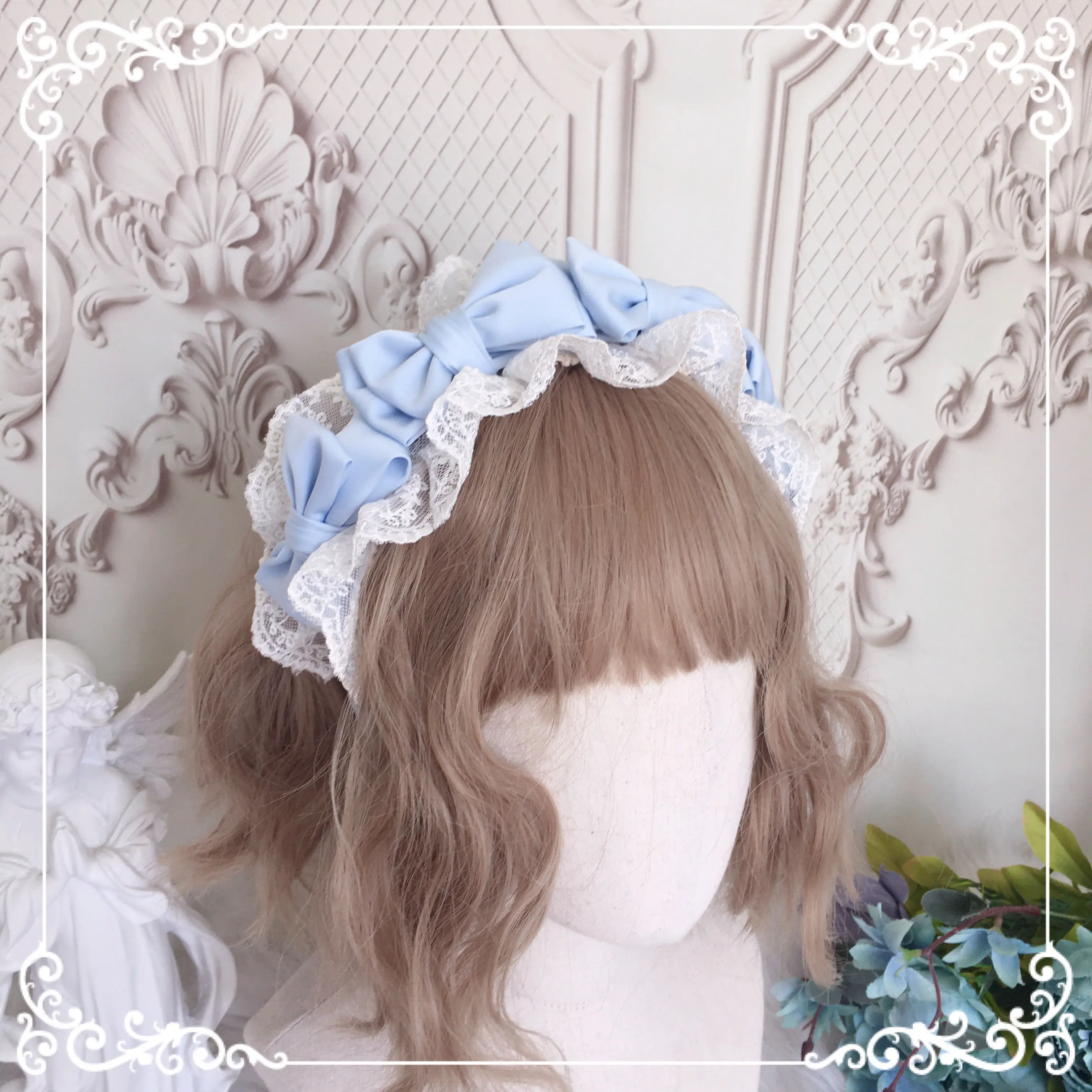 

Pastoral Style Hair Hoop Sweet Daily Cute Girl Coaplay KC Headband Lace Bowknot Headdress Plush Lolita Plush Hairpin Women Gift
