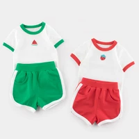 2022 korean version of summer childrens clothing new child short sleeved suit girls and boys t shirt and shorts two piece sport
