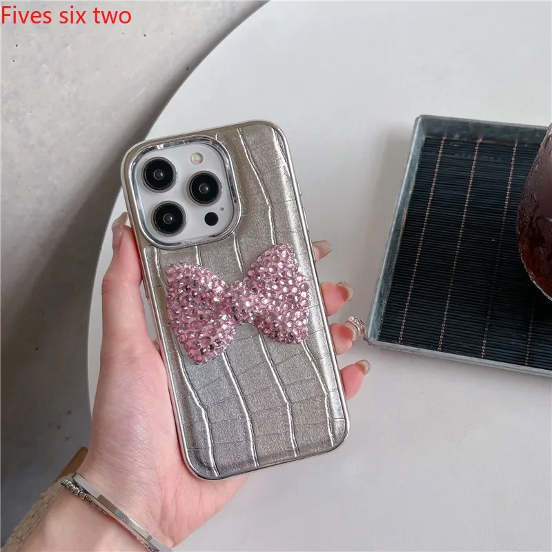 Роскошные блестящие 3D чехлы для телефона со стразами и бантом iPhone 15 Pro Max чехол 14 13