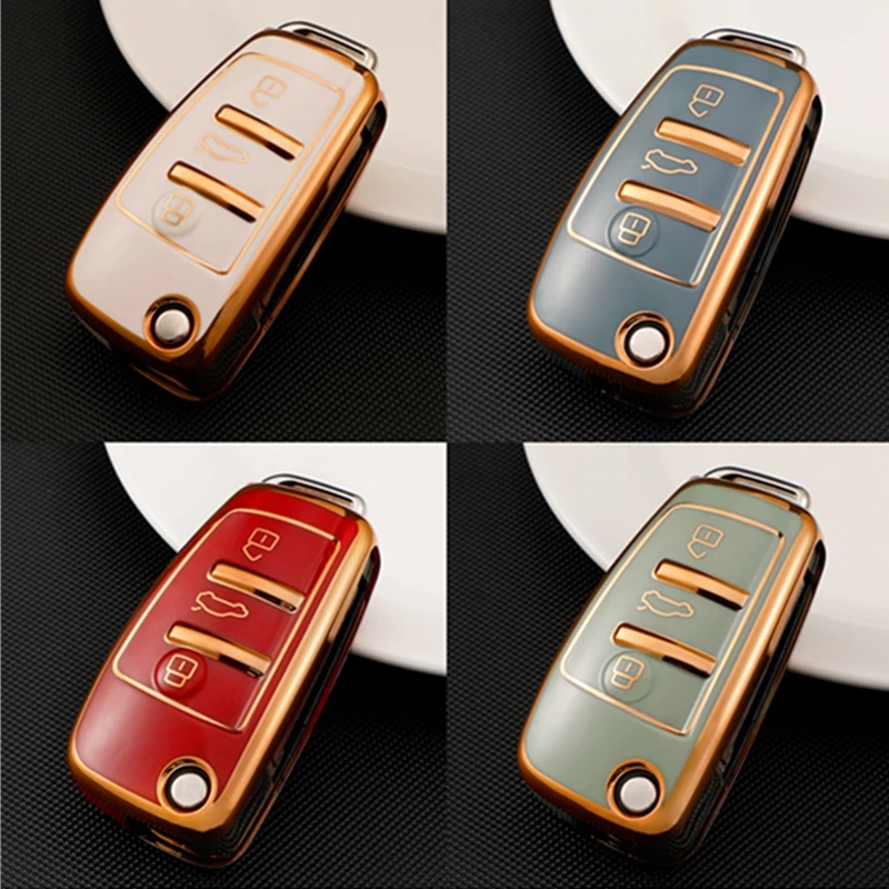 

TPU Folding Car Key Case Bag Cover For Audi A6 A7 A3 A4 A5 Q3 Q5 S6 B6 B7 B8 C6 8P 8V 8L TT RS S3 Shell Protector Accessories