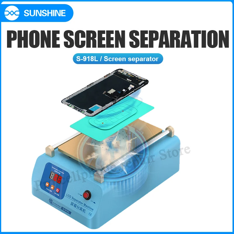 SUNSHINE SS-918L phone Screen Separator for LCD Screen Separation under 8 inches Temperature 50 to 130 °C with Insulation pad
