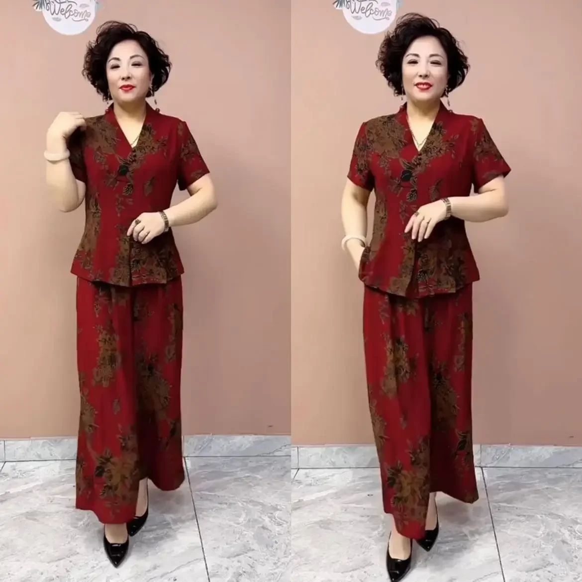 Лето 2024 года новый стиль элегантный топ-клеш для мам среднего и пожилого возраста