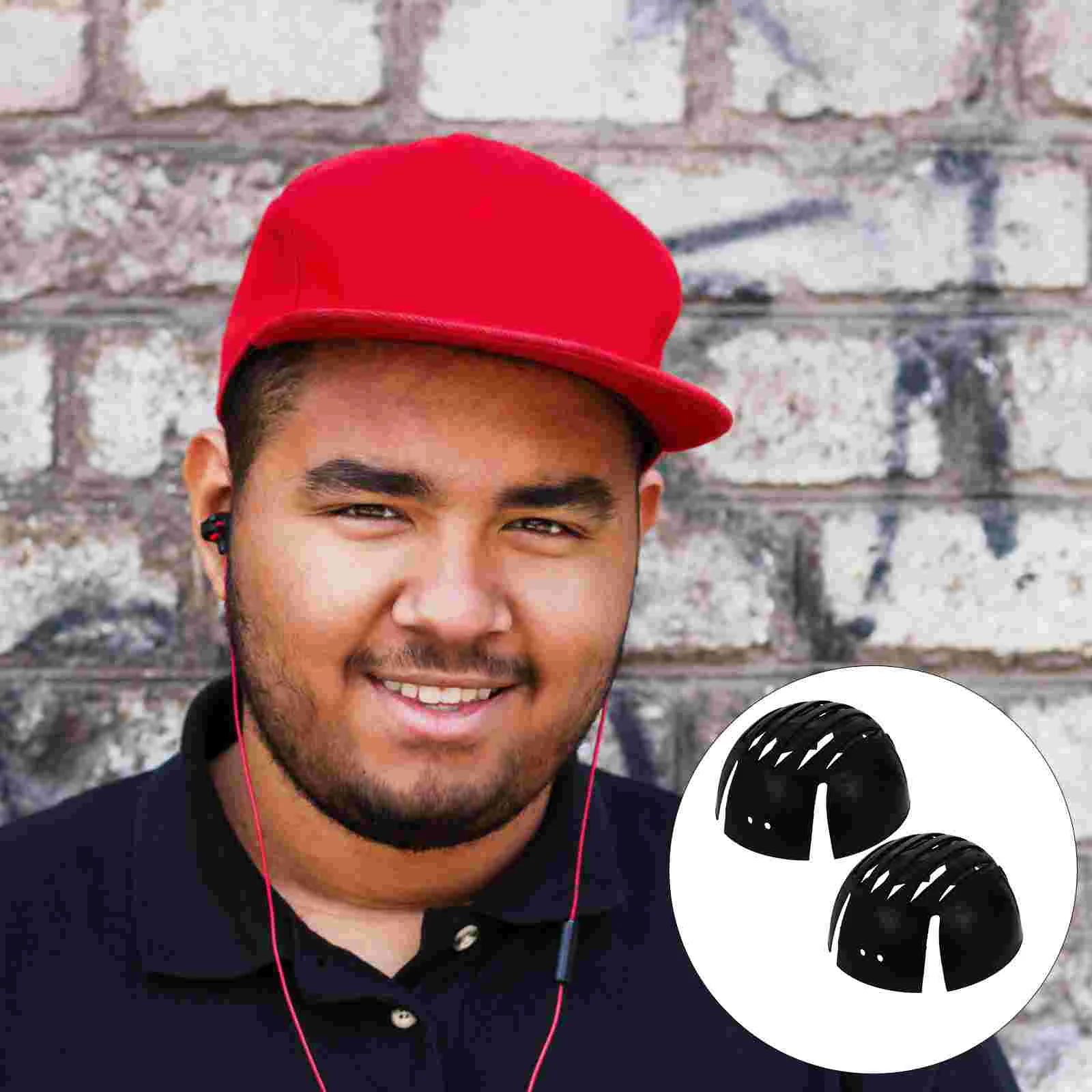 

2 Pcs Lid Holder Lining Caps Inner Support Hat 21.5X20cm Peaked Baseball Protector Black Plastic Universal