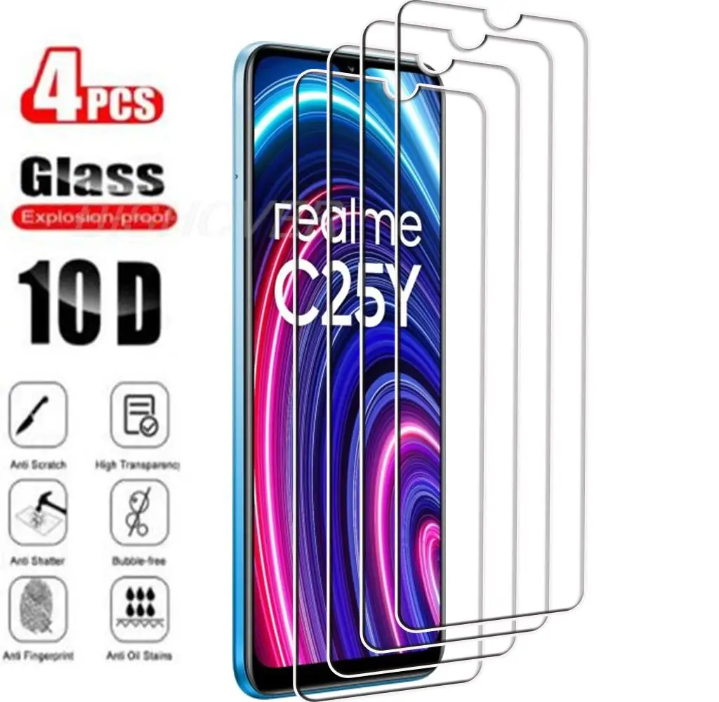 

Закаленное стекло для Realme C25Y C25s C25 6,5 дюйма RealmeC25 S Y RMX3195 RMX3197, защитная пленка для экрана, стеклянная пленка 9H, 4 шт.