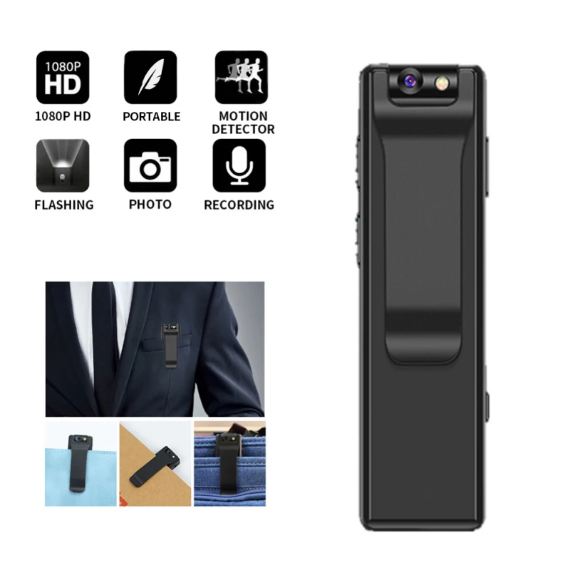 

1080P HD Clip Type Night Vision Mini Camera Intelligent Noise Reduction Clip Type Meeting Voice Recorder With Card