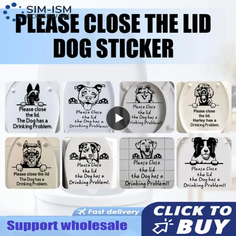

Environmental Protection Toilet Seat Wall Sticker Removable Dog Toilet Stickers Waterproof Prompt Closing Door Stickers Creative