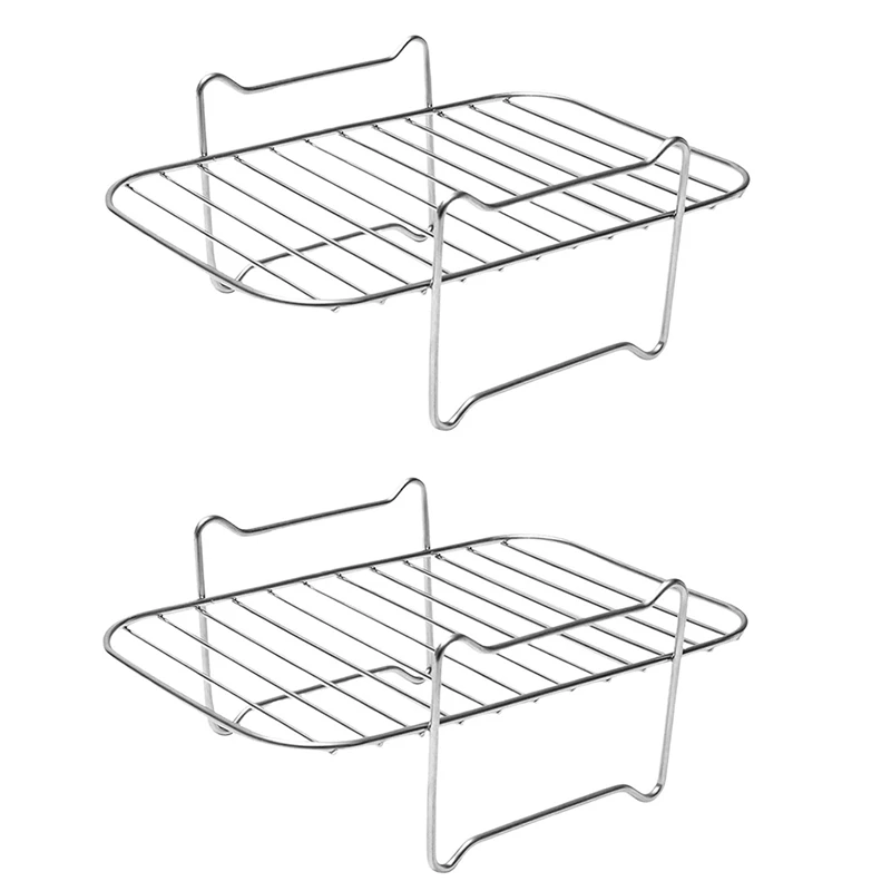 

2X Air Fryer Rack For Ninja DZ201/DZ401 Foodi Accessories Stainless Steel Multi-Layer Stackable Dehydrator Rack