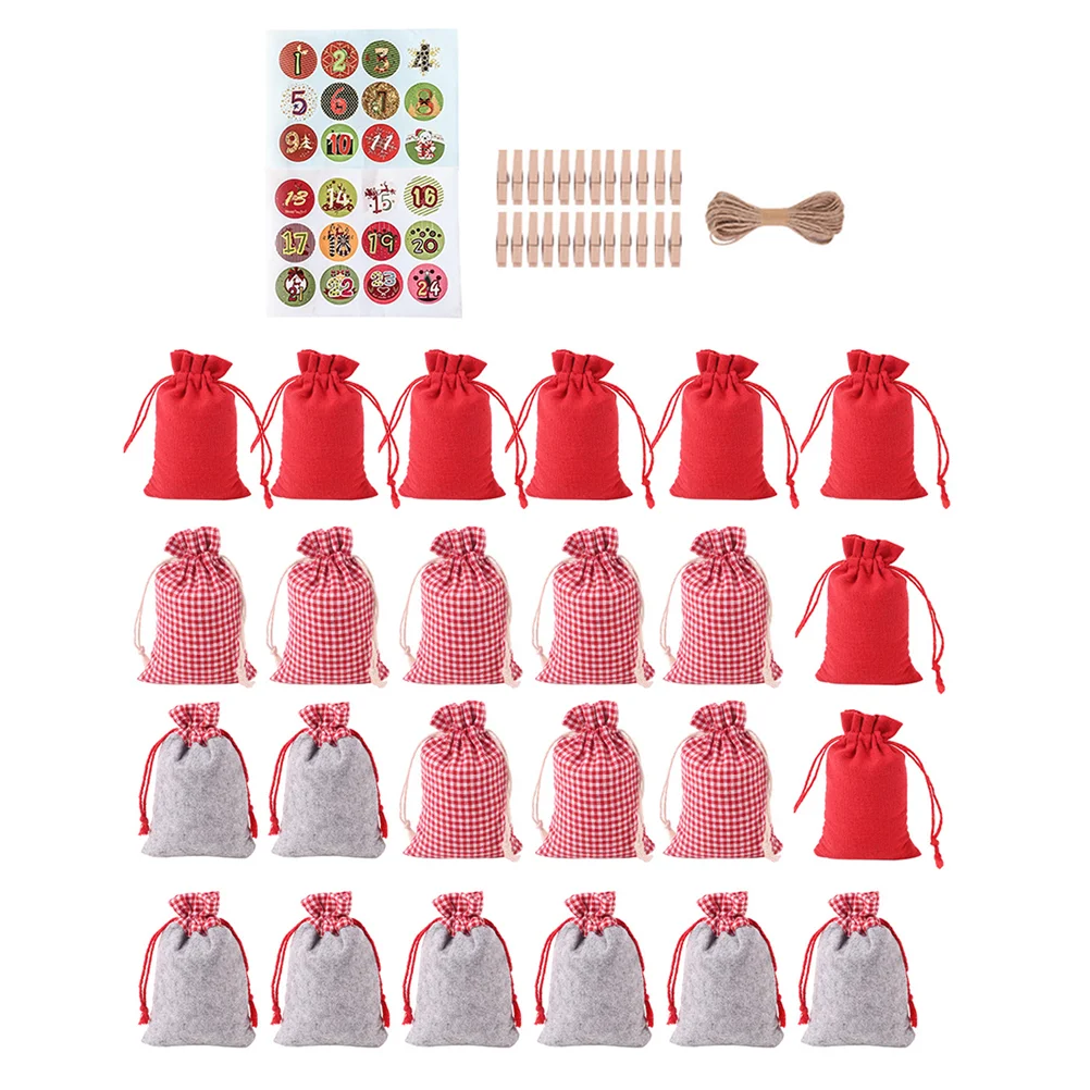 

1 Set Christmas Countdown Gift Bags Cloth Drawstring Bags (Assorted Color)