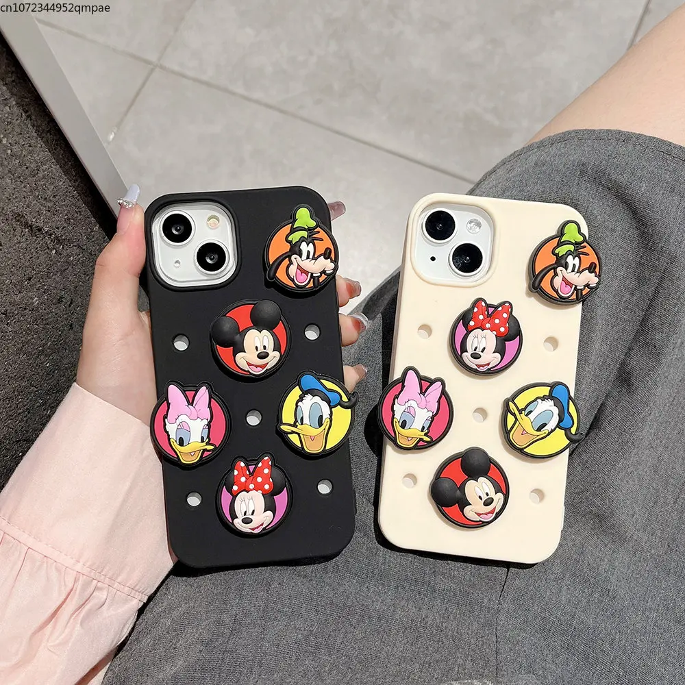 

Cartoon 3D Disney Mickey Donald Duck Detachable Phone Case for IPhone 11 12 13 14 Pro Max Anti-drop Silica Gel Soft Back Cover