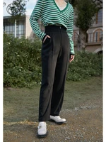 dushu slightly fat lady high waist zippered waist straight midweight long trousers office lady solid 2022 spring pants
