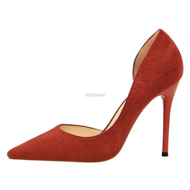 

Concise Women's Pumps Shoes Office Shoes For Women Flock Pumps For Women High Heel Shoes Wedding Pointed Toe Ladies Stiletto