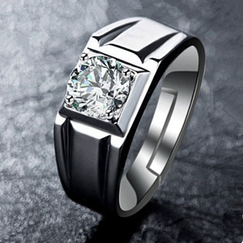 

Korean men's open wedding ring diamond ring ring diamond boss ring domineering four-claw couple ring