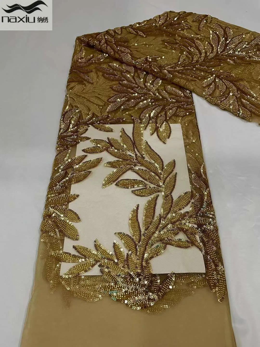 

Madison 2022 Золотая Высококачественная африканская нигерийская тюль, бисерная кружевная ткань с блестками и вышивкой