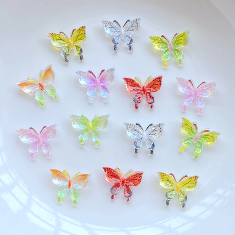 

200pcs New Cute Mini Colorful butterfly Nail Rhinestones Gems Glitter Nail Ornament Jewelry Making Hairwear Accessories