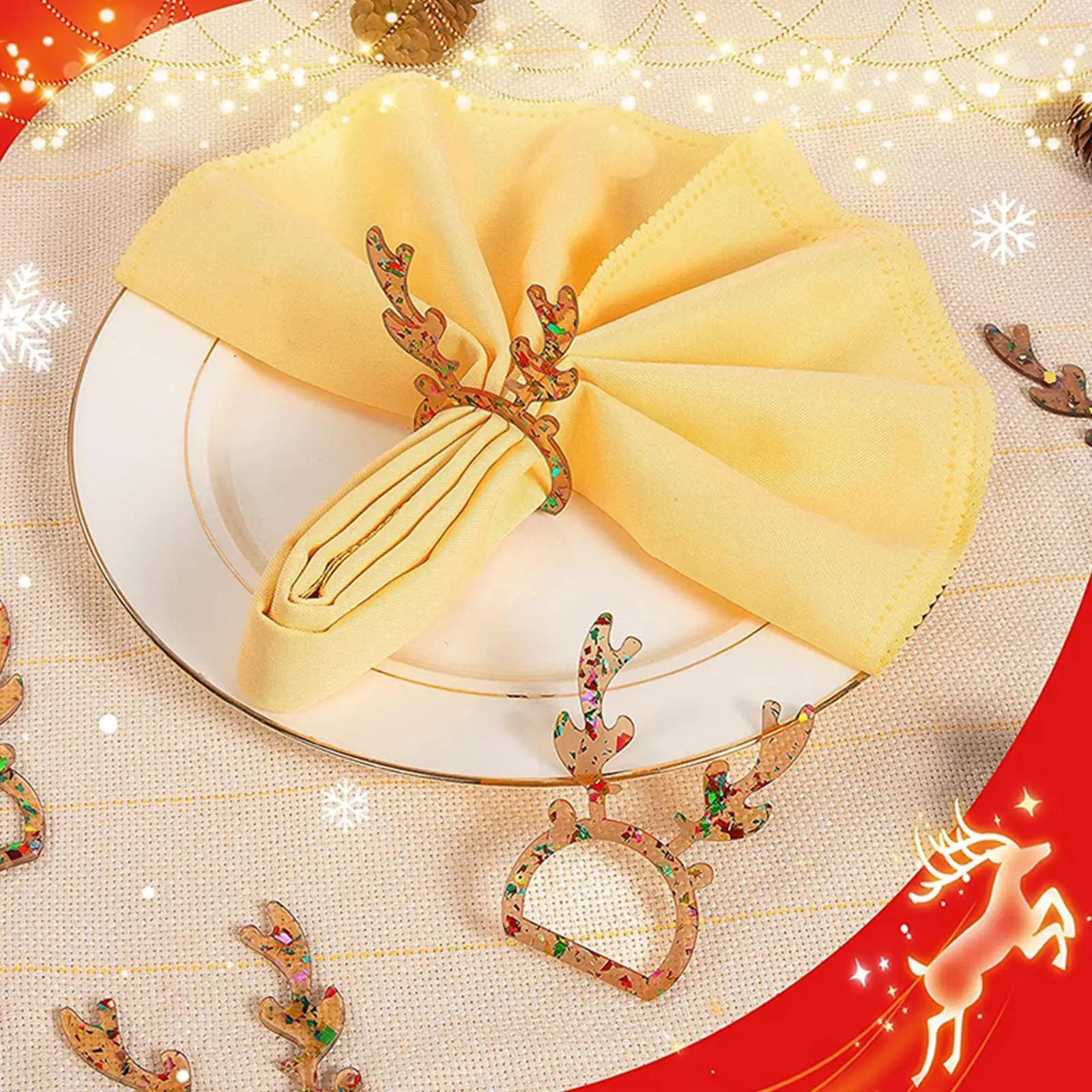 

Салфетка с оленем на Рождество, оленем, лосем, венок, рождественские принадлежности, стол на елку, Свадебный держатель, салфетка, Прямая пост...