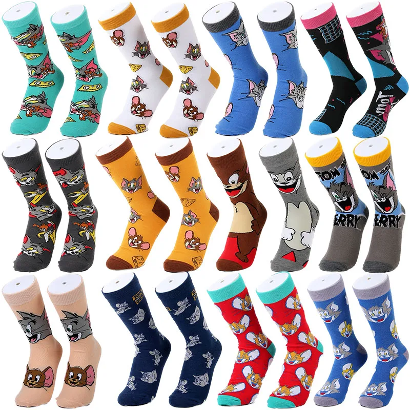 

Cute Tom and Jerry Anime Sock Cartoon Figure Socks Cotton Male Fashion Trend Tube Socks Adult Sports Long Socks Birthday Gift