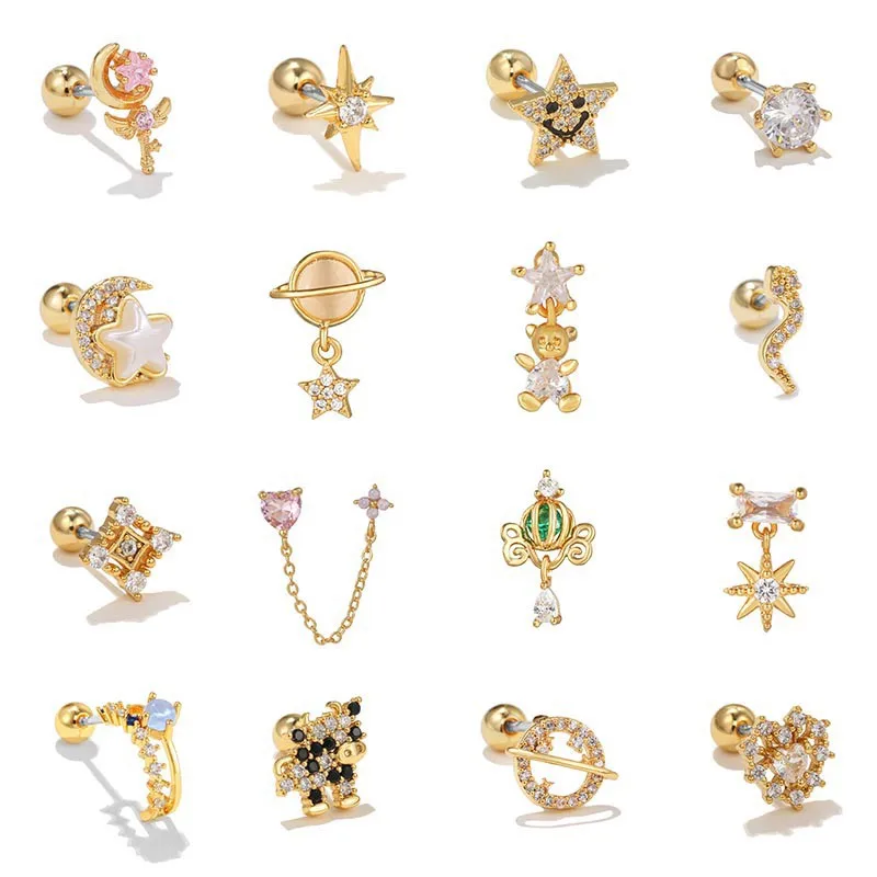 Женские серьги-гвоздики для пирсинга украшение в стиле хип-хоп с геометрическим