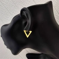 trend jewelry fashion gold triangle earrings for women stainless steel personalise upscale charm silver earring pendant present