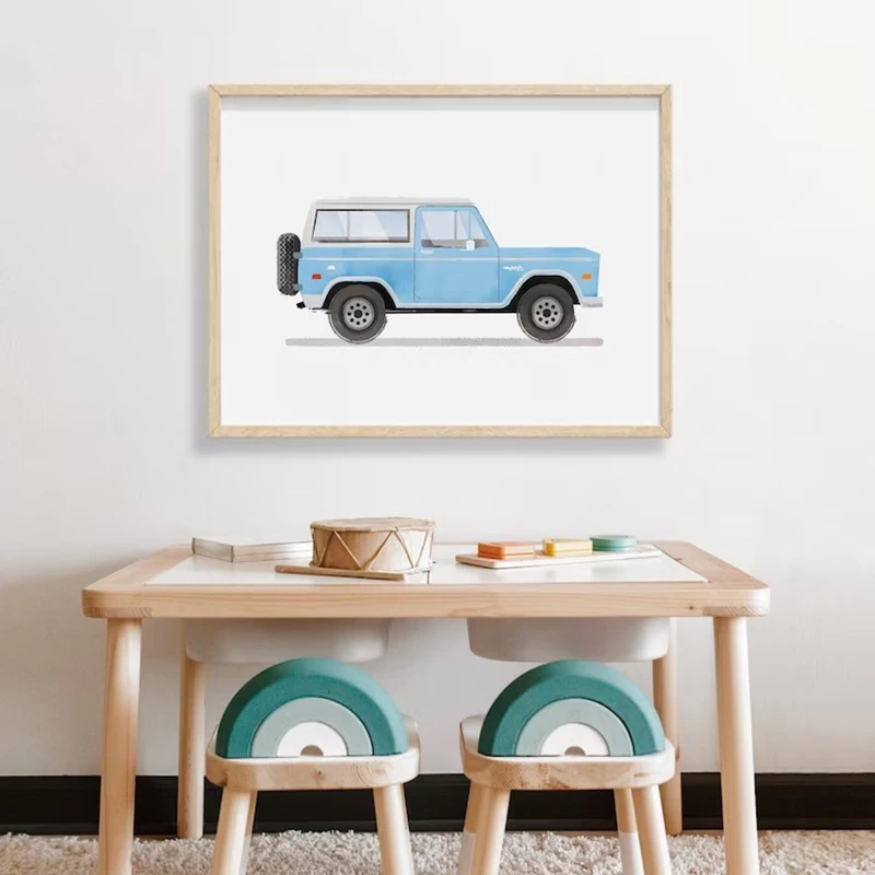 Акварель искусственная кожа автомобиль автобус внедорожник грузовик постер