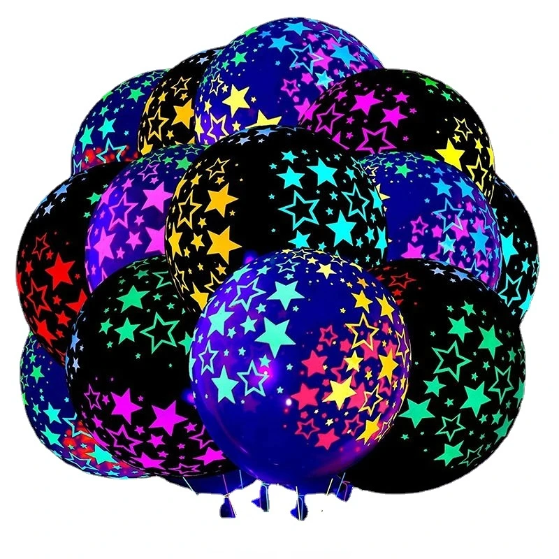 

10pcs KTV Bar Fluorescent Balloon Transparent Luminous Wave Point Flash Color Polka Dot Birthday Party Decor Latex Glow Balloon