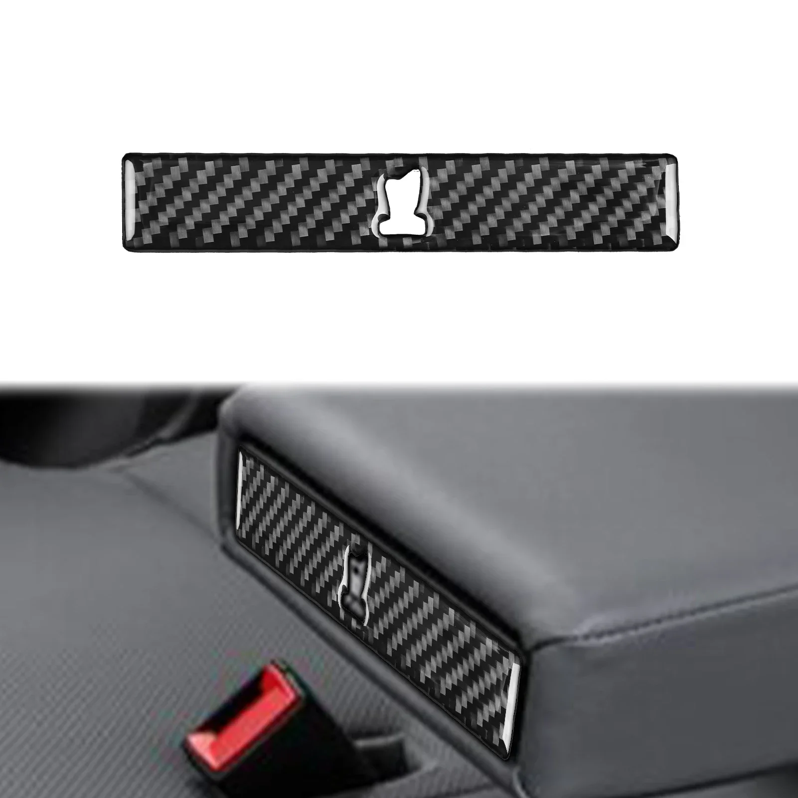 Фото Для Fiat 500L 2014-2017 автомобильный задний центральный подлокотник, подстаканник, отделка, наклейка из настоящего углеродного волокна, аксессуар для интерьера №1