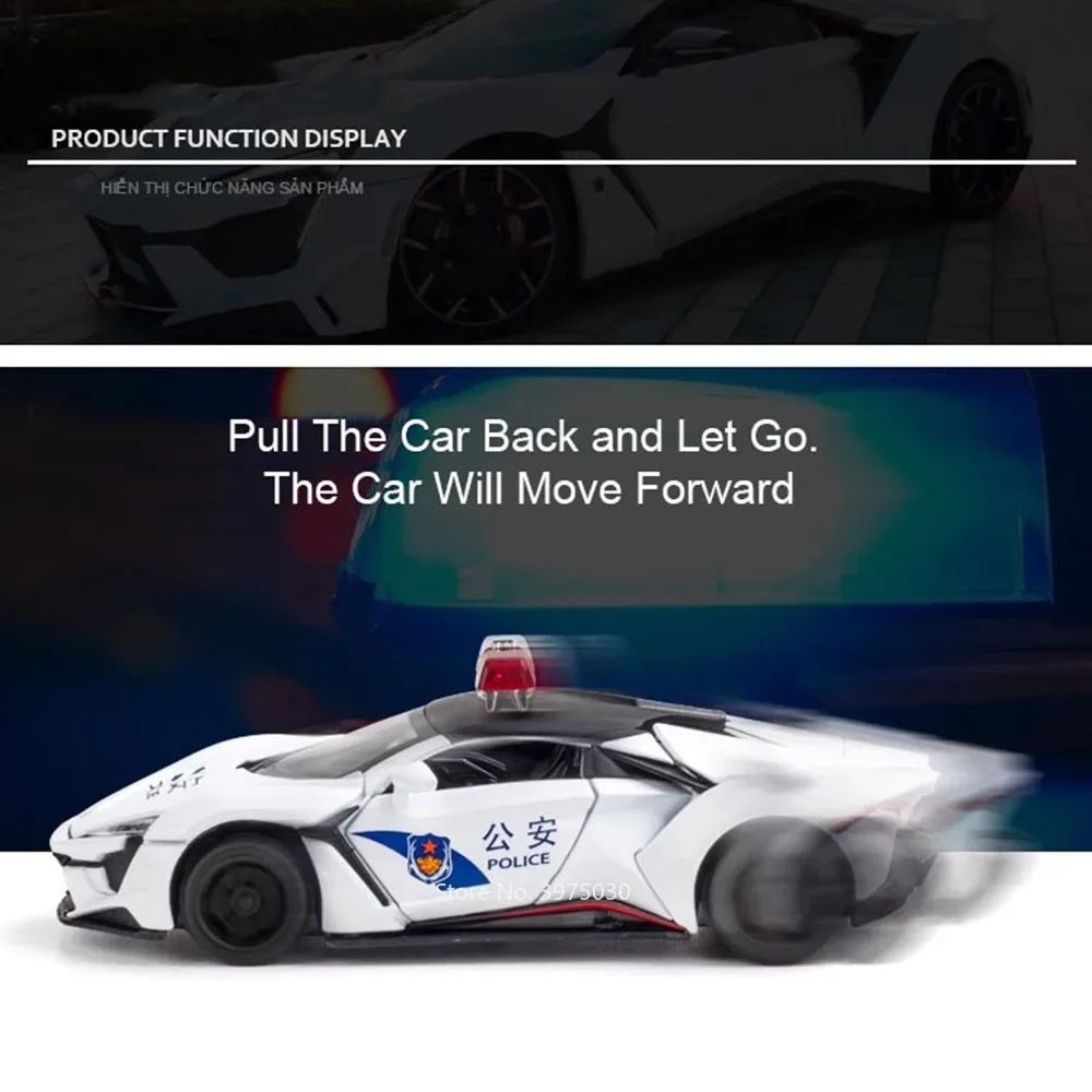 1:32 литые под давлением полицейские машинки из сплава Lykan модели игрушек 4-дверные