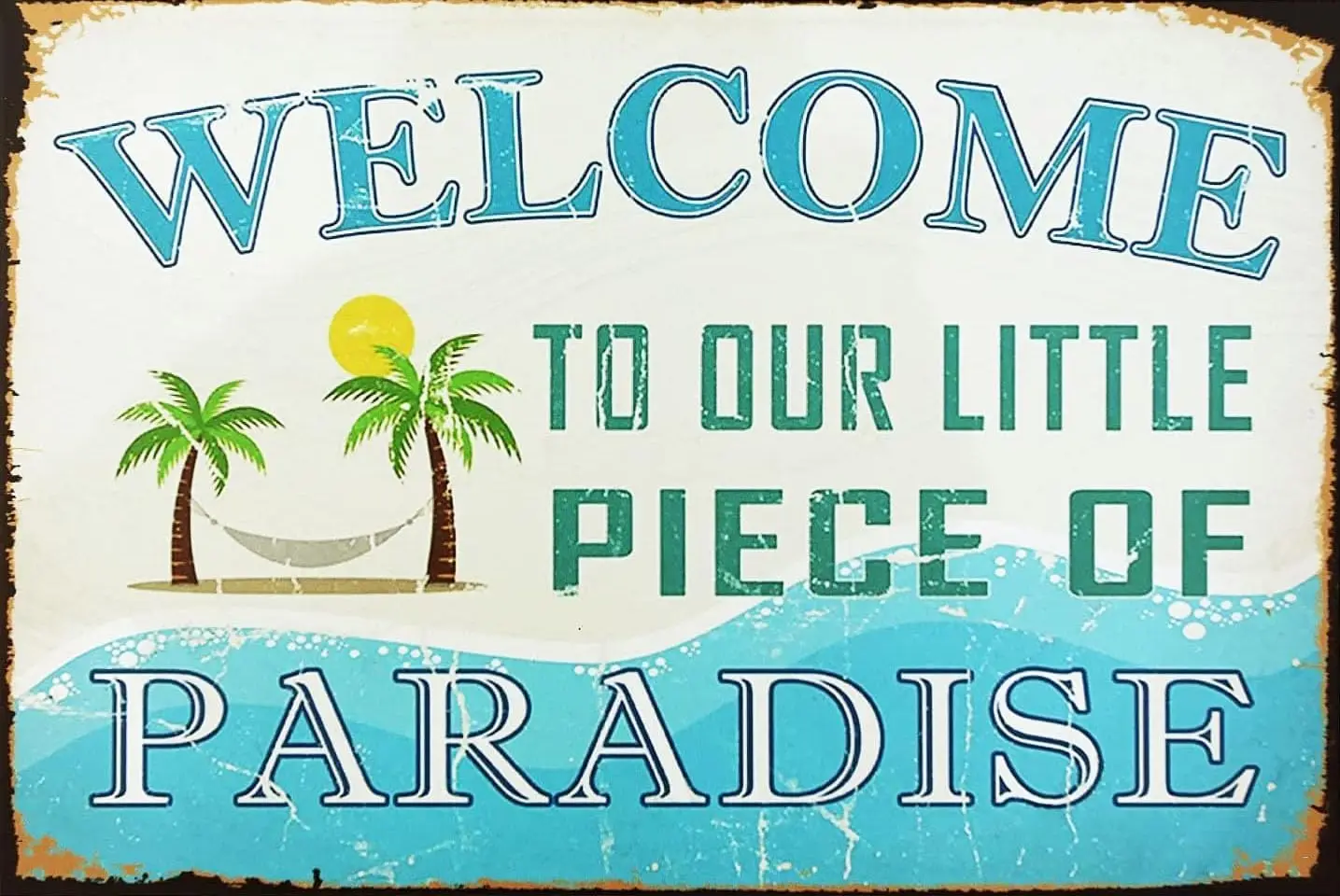 Добро пожаловать в наше Lttle Pece of Prdse Welcome Sgn для входной двери Metl Sgns Vntge дома Swmmng Pool