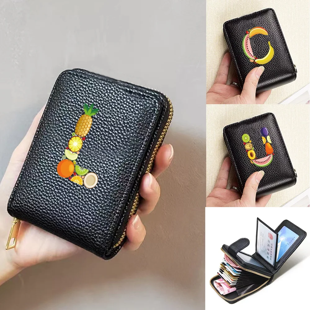 

Women's Short Wallets Card Holder PU Leather Purse New Fashion Ladies Money Bag Fruit Letter Pattern ID Credit Coin Storage Bags