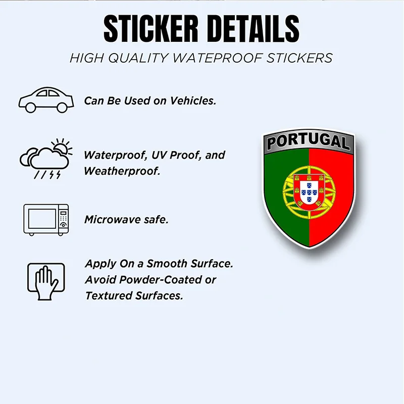 Фото Наклейка PORTUGAL BLASON PORTUGAIS PC058, виниловая наклейка, прочная и легко наносится, идеально подходит для ноутбуков. №5