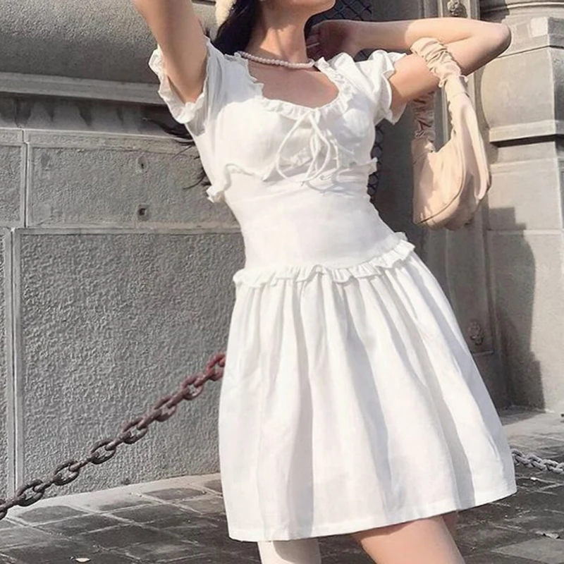 

Женское летнее пляжное платье в стиле бохо, новая Корейская версия короткой юбки с оборками, пикантная уличная модная ажурная юбка А-силуэт...
