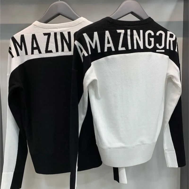 2022 New Women's Golf Classic-Fit Long-Sleeve Graphic Crewneck Sweatshirt Soft-Touch Crewneck Novelty Sweater