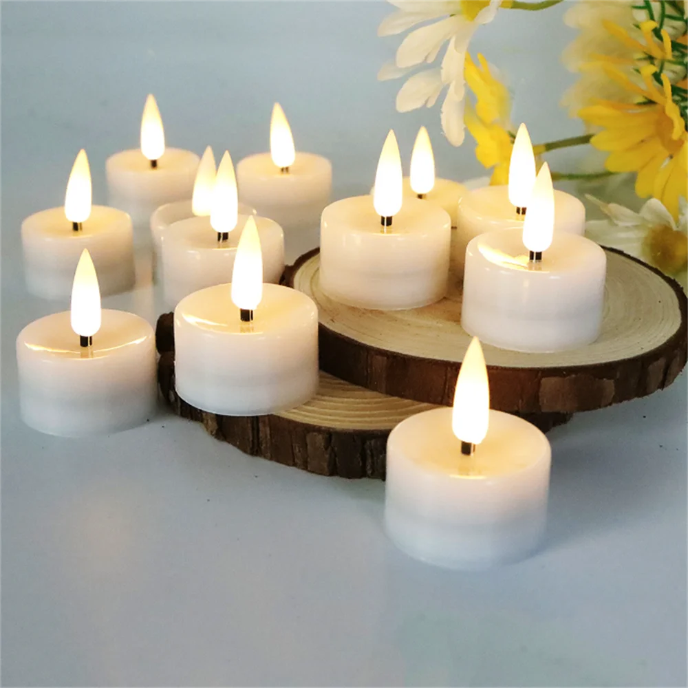 

12Pcs Flameless LED Candle Light Plastic Candles Tea Lights Battery Powered Wedding Romantic Lights Birthday Party Decorations