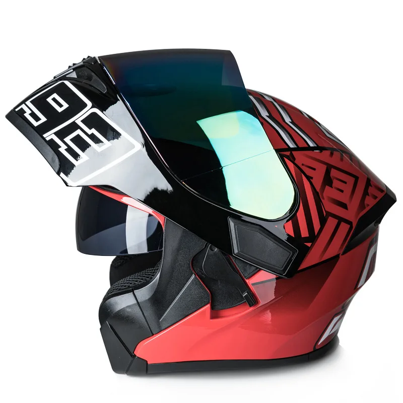 Double Lens Racing Helmet Motorcycle Inner Sun Visor Modular Off Road Cascos Para Moto Full Face Capacete Moto Dot Ece Approved enlarge