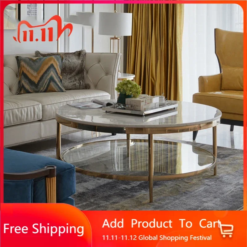 

Light Luxury Console Tables Minimalist Console Natural Marble Sofa Side Round Nordic Coffee Tables Living Room Modern Furniture