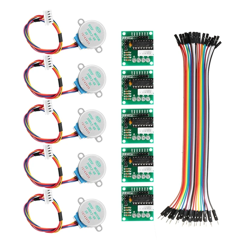

5Pcs 5V Stepper Motor Set With Uln2003 Driver Board Dupont Cable Diameter 28Mm For Arduino