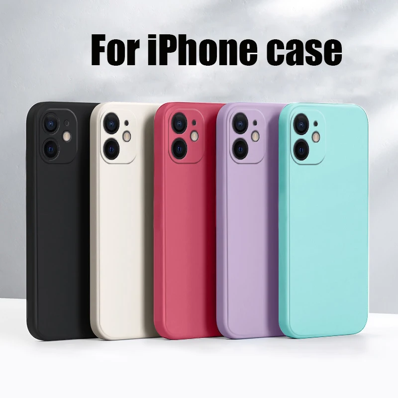 

shockproof case for iPhone 14 Plus 13 12 11 Pro Max X XS XR XS Maxluxury liquid silicone solid color soft leather candy color