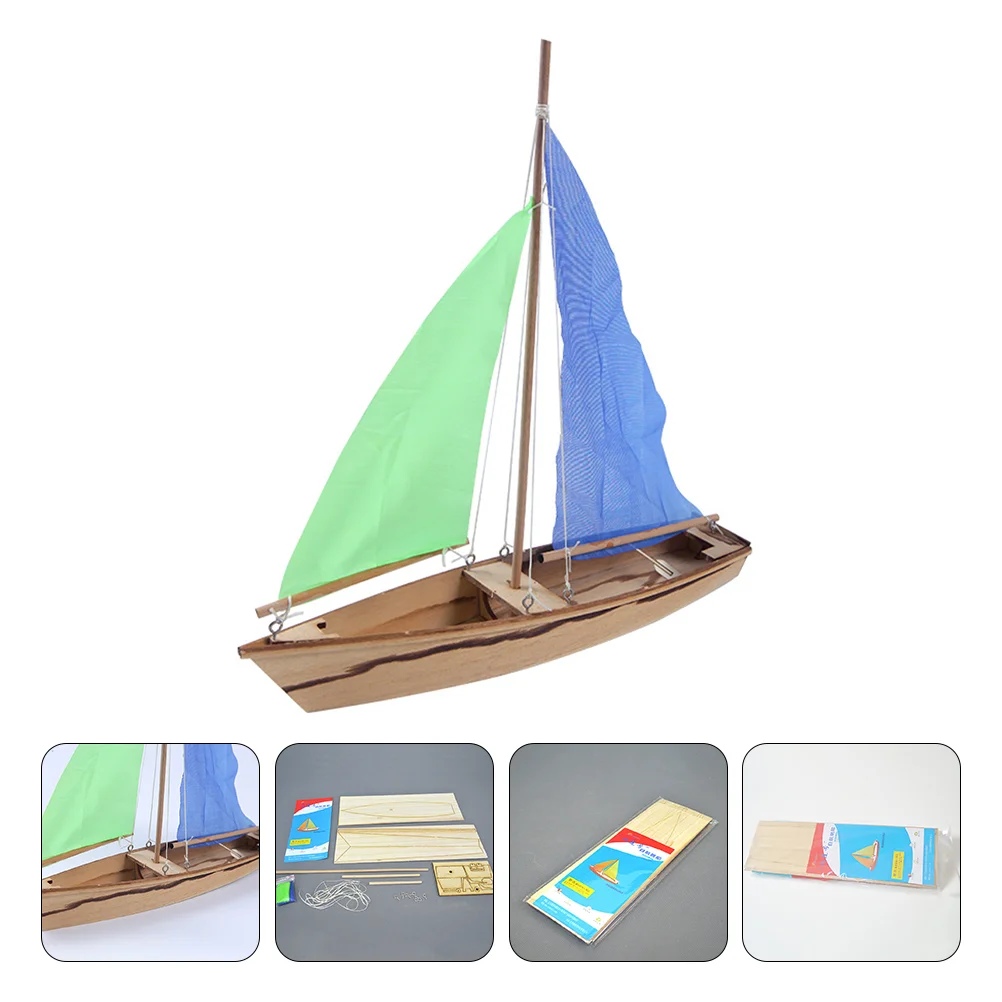 

Sailing Model Handcraft Ship Mold Wood Sailboat Wooden Decor Kids Woodcraft Self-Assembling Ornament