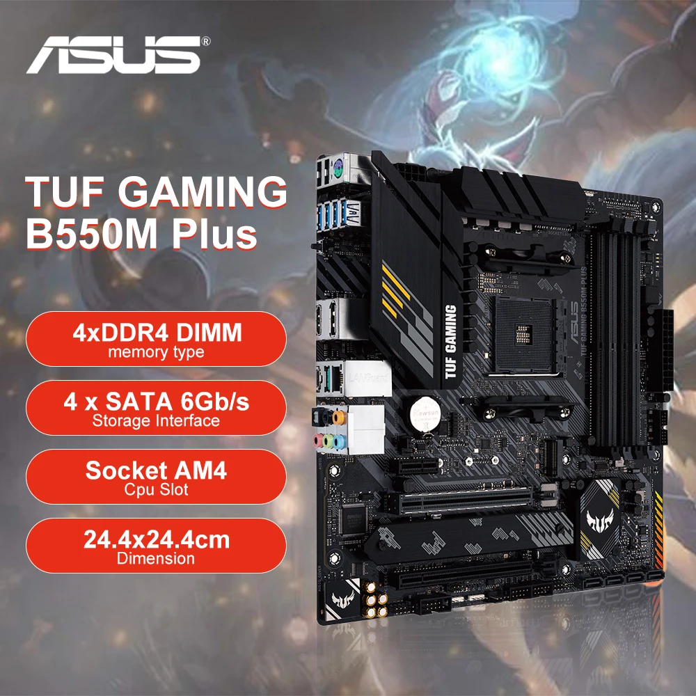 

ASUS TUF GAMING B550M PLUS New ATX B550M AMD B550 Motherboard Set Kit DDR4 4600(OC) MHz 128G Socket AM4 Support Ryzen Processor