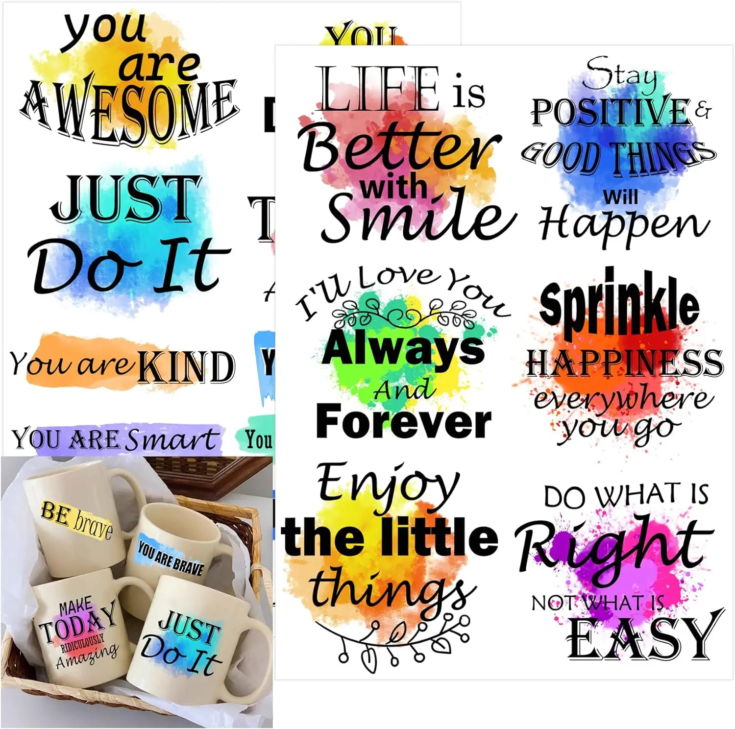 Наклейки наклейки радужные вдохновляющие цитаты на стену ароматные 17 шт.